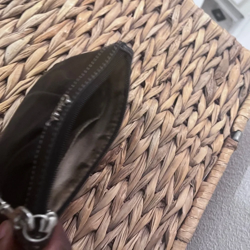 Authentic Coach Black Leather Wristlet with Silver Hardware